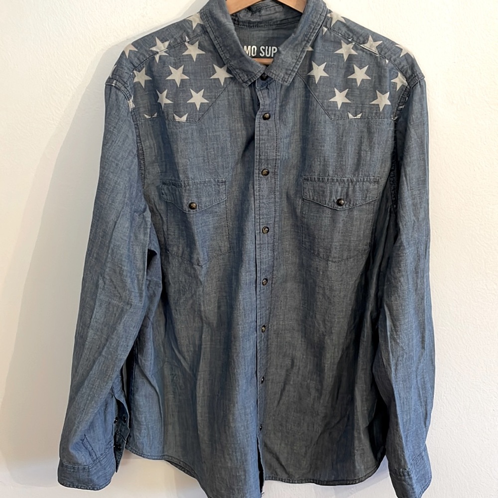 Mossimo chambray western snap front star shirt